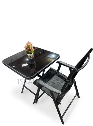 Glass Folding Table and Folding Chair Set