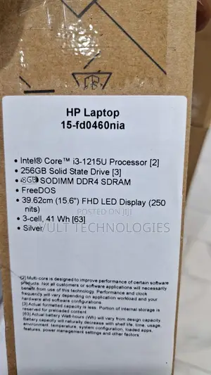 New HP 15 Laptop - Intel Core i3, 8GB RAM, 256GB SSD