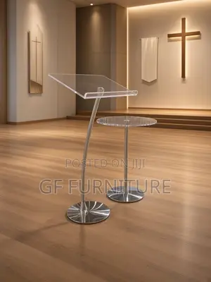 Modern Acrylic and Stainless Steel Pulpit