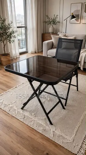 Rectangular Black Folding Table and Chair Set