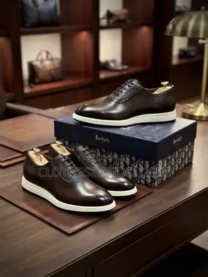 Berluti Dark Coffee Leather Hybrid Dress Shoes