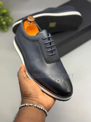 Berluti Navy Blue Leather Men's Easywear Shoes