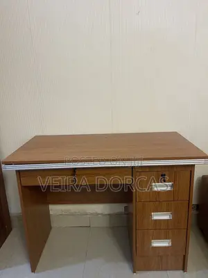 Brown Wooden Office Table and Chair Set