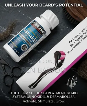 Kirkland Minoxidil 5% & Derma Roller for Hair Growth
