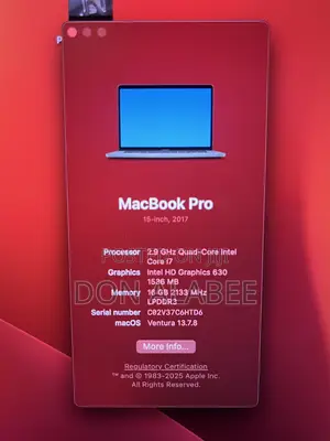 Apple MacBook Pro 2017 15" Intel Core i7 16GB RAM 512GB SSD
