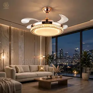 Summerwind Smart Retractable Golden Crystal Fanlight with Remote Control (72W)