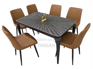 Blue Marble Dining Table with 4 Chairs