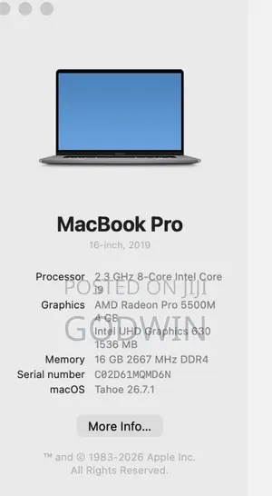 Apple MacBook Pro 2019 16" Intel Core i9 16GB RAM 1TB SSD
