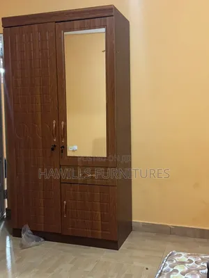2-Door Wooden Wardrobe with Drawers - Brown