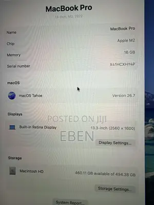 Apple MacBook Pro 2022 M2 16GB RAM 512GB SSD