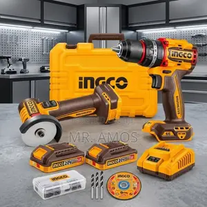 INGCO 3" Cordless Mini Angle Grinder & 66Nm Brushless Drill Set