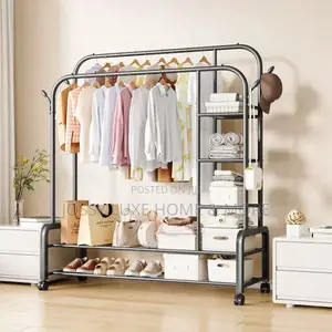 Clothing Hanging Rack with Shelves