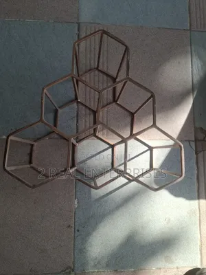 Copper Geometric Honeycomb 6-Bottle Wine Rack