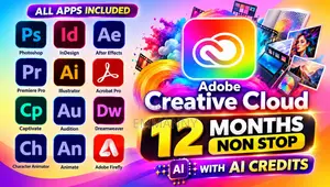 Adobe Creative Cloud All Apps 12 Months + AI Credits + Stock