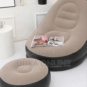 Inflatable Velvet Sofa with Footrest Stool