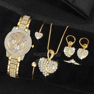 Elegant Ladies Quartz Watch Bracelet Set (6 Pieces)