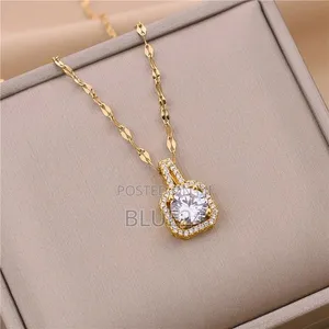 Korean Style Square Zircon Stainless Steel Necklace
