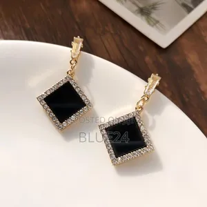 Black Acrylic Rhombus Drop Earrings