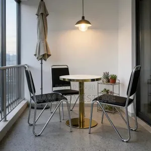 Classic Marble Table Set with Padded Chairs