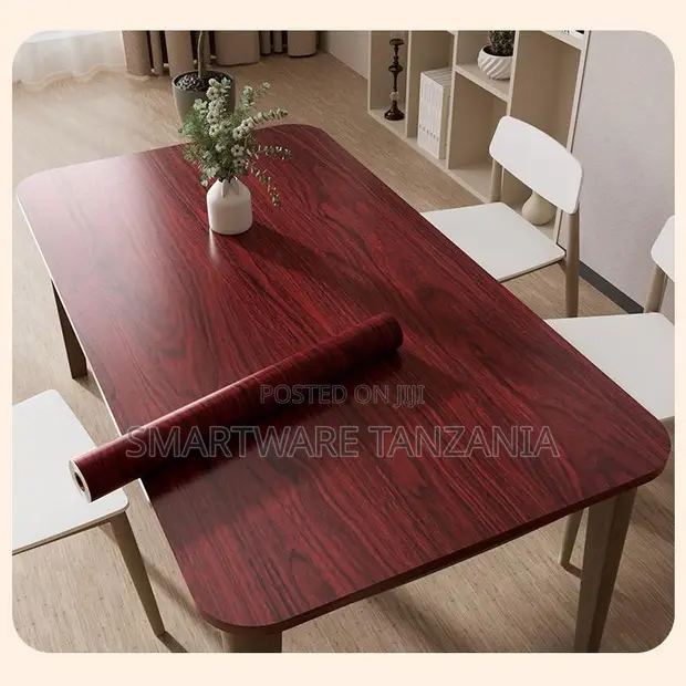 Deep Red Rosewood Grain Self-Adhesive Contact Paper - 1