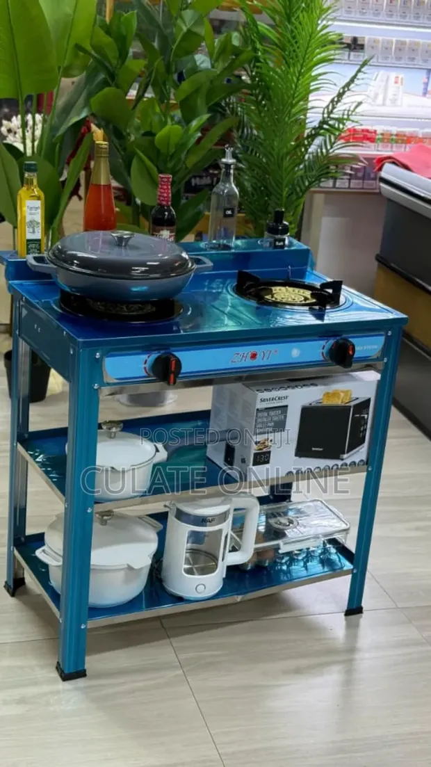 Jiko la Gas la Plate Mbili Jipya na Stand - 1