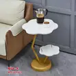 Modern 2-Tier Marble Look Side Table with Gold Stand - 1