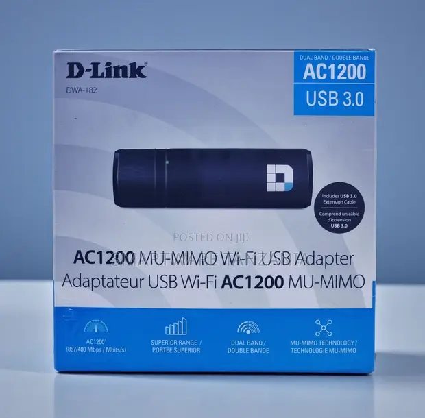 D-Link DWA-182 AC1200 MU-MIMO Dual Band USB 3.0 Adapter - 1