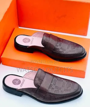 New Versace Men's Leather Mules