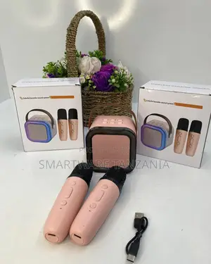 Kifaa cha Karaoke Kisicho na Waya na Maikrofoni 2 (Pink)