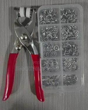 Metal Snap Button Plier Kit with 100 Silver Press Studs