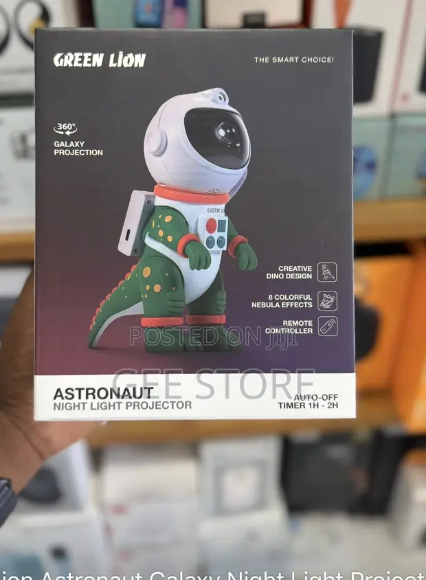 Green Lion Astronaut Galaxy Night Light Projector - 1