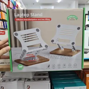 Stendi ya Laptop ya Metal na Msingi wa Mbao wa Mzunguko wa 360 (Hadi 17.3in)
