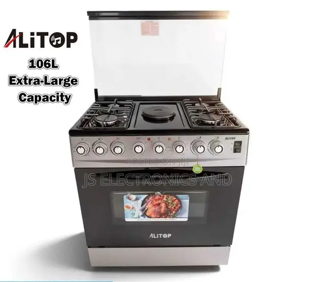 Alitop Modern Jiko 60x90cm, 3 Gas Plates, 1 Electric Plate & Oven - 1