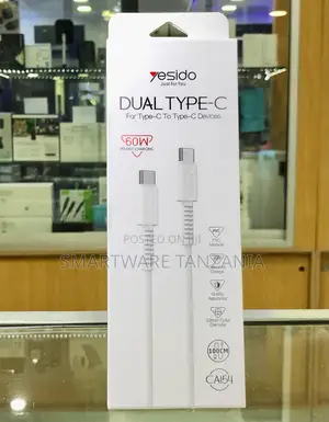 Yesido CA154 Kebo Mbili za Type-C hadi Type-C 60W PD 100cm