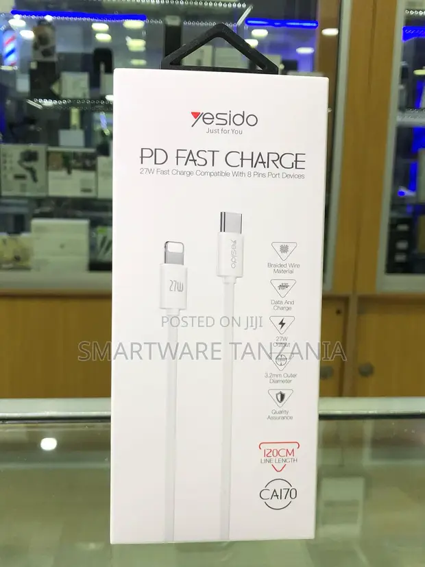 Yesido CA170 USB-C to Lightning 27W Braided Cable 120cm - 1