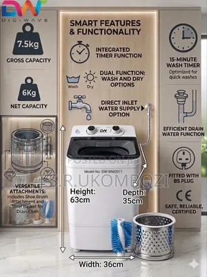 Digiwave Washing Machine 6kg with Shoe Brush
