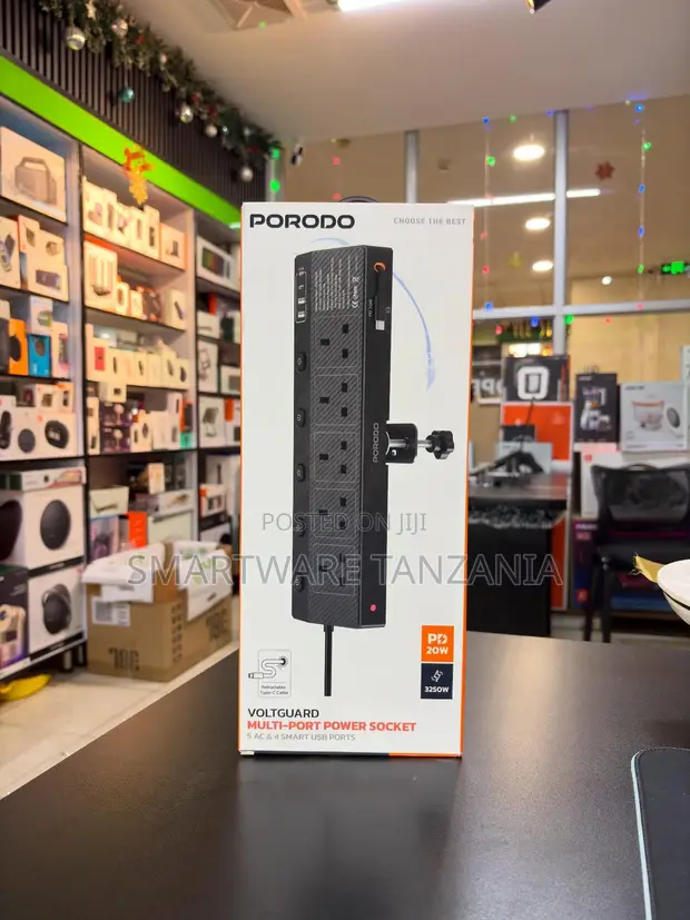 Porodo Voltguard 5 AC 4 USB 20W PD Power Socket 3250W - 1