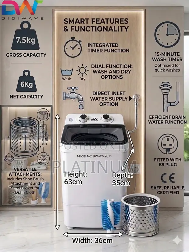 Digiwave 6kg Washing Machine with Shoe Brush - 1
