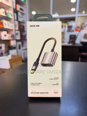Green Lion 2-in-1 USB-C Splitter Adapter (12W Sauti/Chaji)