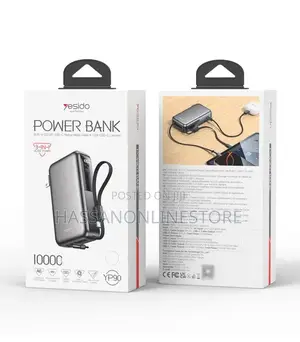 Yesido YP90 10000mAh 22.5W Power Bank na Kebo Inayorudishwa