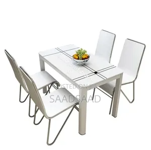 Dining Table - White Square Glass Top