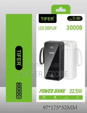 Tifer 30000mAh Powerbank yenye LED Display