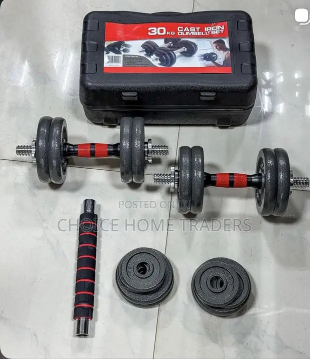 Bodyfit 30kg Cast Iron Dumbbell Set - 1