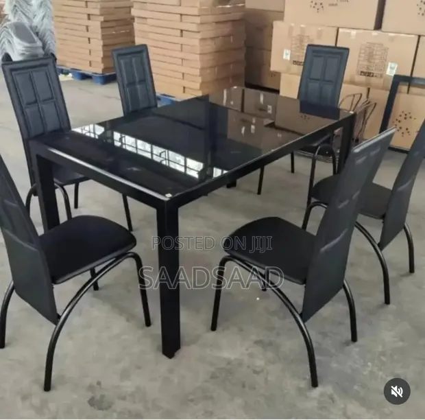 Dining Table - Seats 6, Square Glass Top - 1