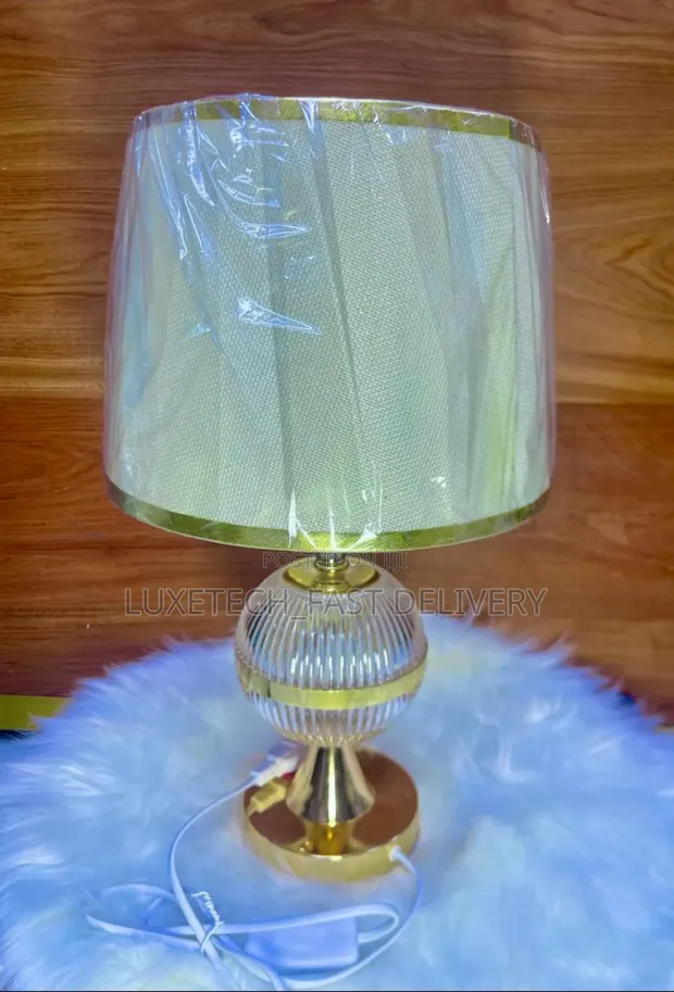 Modern Ribbed Glass Bedside Lamp - 1