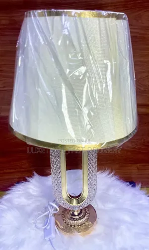 Modern Bedside Lamp with Crystal Base and Fabric Shade