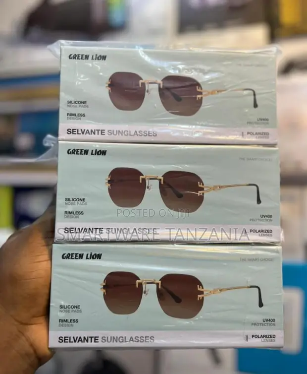 Green Lion Selvante Polarized Rimless Sunglasses UV400 Brown - 1