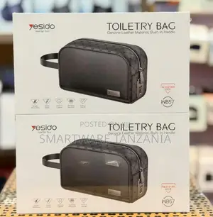 Yesido WB57 Leather Toiletry Bag with Fingerprint Lock
