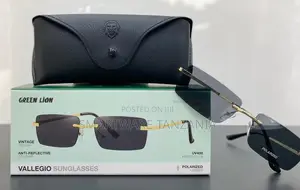 Green Lion Vallegio Rimless Polarized Sunglasses - Gold Frame