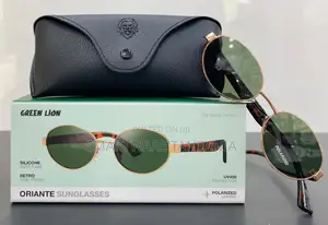 Green Lion Oriante Retro Oval Sunglasses - Polarized UV400 Gold Frame